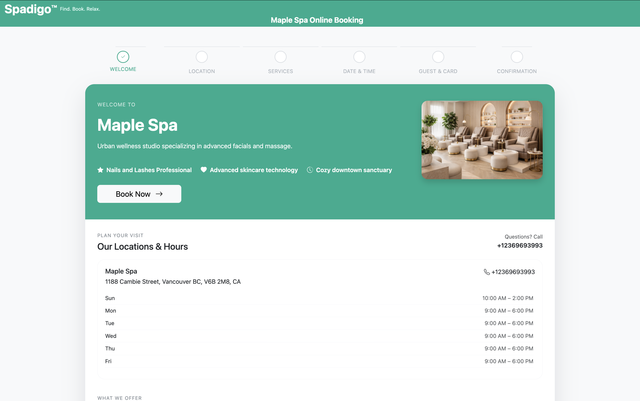 Booking flow screenshot