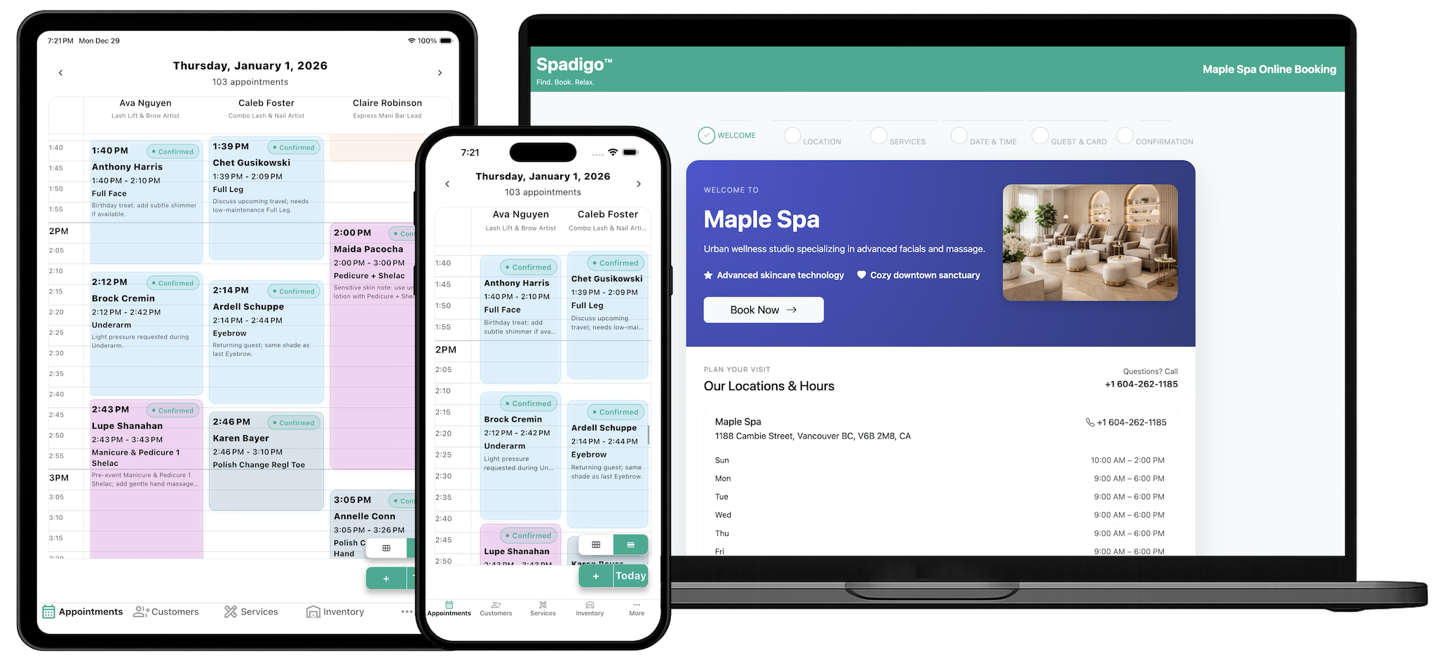 Spadigo web app dashboard preview